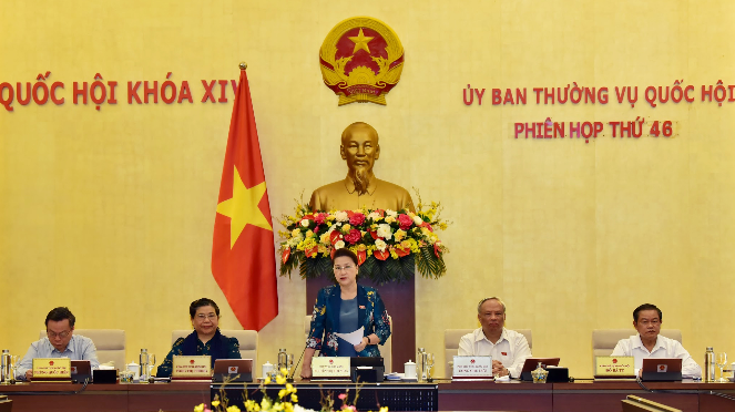 Chủ tịch Quốc hội Nguyễn Thị Kim Ngân phát biểu khai mạc Phiên họp thứ 46 của Ủy ban Thường vụ Quốc hội