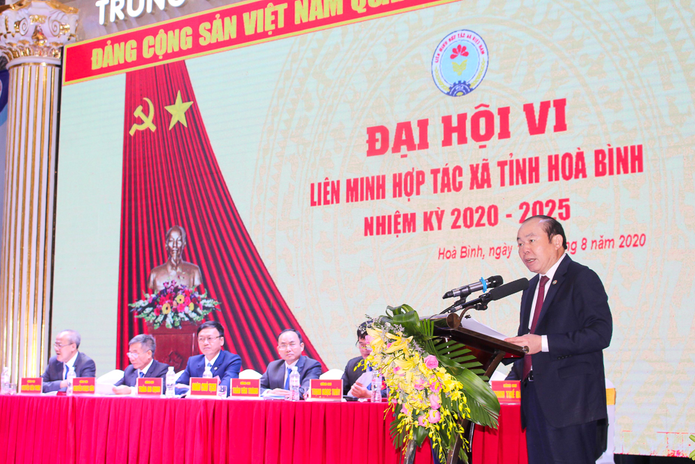 Ông Nguyễn Ngọc Bảo, Bí thư Đảng đoàn, Chủ tịch Liên minh HTX Việt Nam, Phó Trưởng Ban chỉ đạo Đổi mới, phát triển Kinh tế tập thể, HTX phát biểu chỉ đạo tại Đại hội