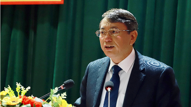Chủ tịch UBND tỉnh Cao Bằng Hoàng Xuân Ánh phát biểu tại hội nghị