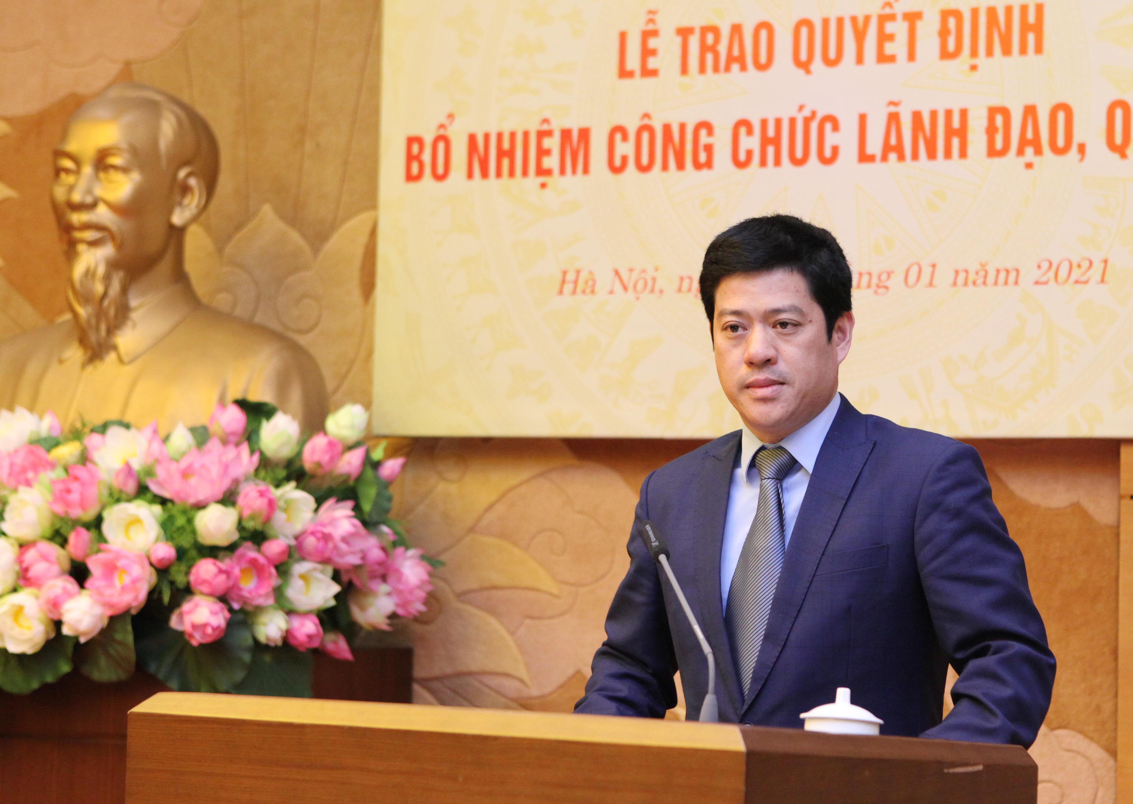	Phó Vụ trưởng Vụ Tổng hợp Trịnh Ngọc Tuấn phát biểu tại buổi lễ