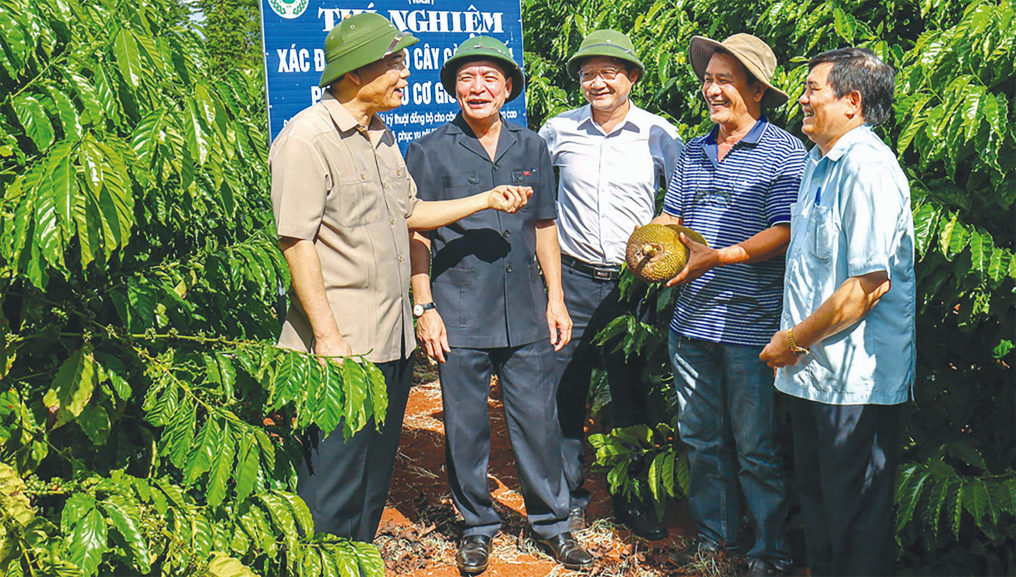 Bộ trưởng Bộ NN-PTNT Nguyễn Xuân Cường tham quan mô hình cà phê ứng dụng công nghệ cao tại thôn 7, xã Ea Kpam, huyện Cư M’gar, Đắk Lắk tháng 6.2020 Nguồn: ITN