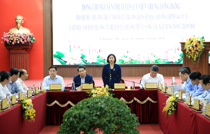 	Phó Bí thư Thường trực Thành ủy Nguyễn Thị Tuyến phát biểu tại buổi làm việc