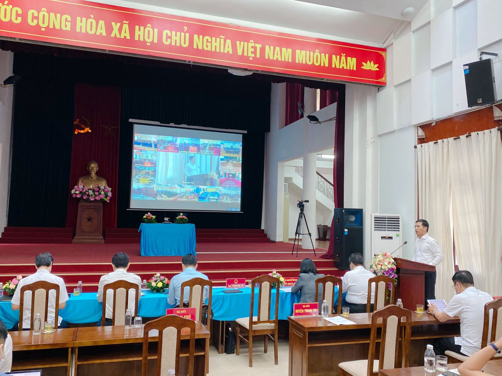 Hội nghị vận động bầu cử kết hợp giữa TXCTtrực tiếp và trực tuyến tại huyện Thanh Trì