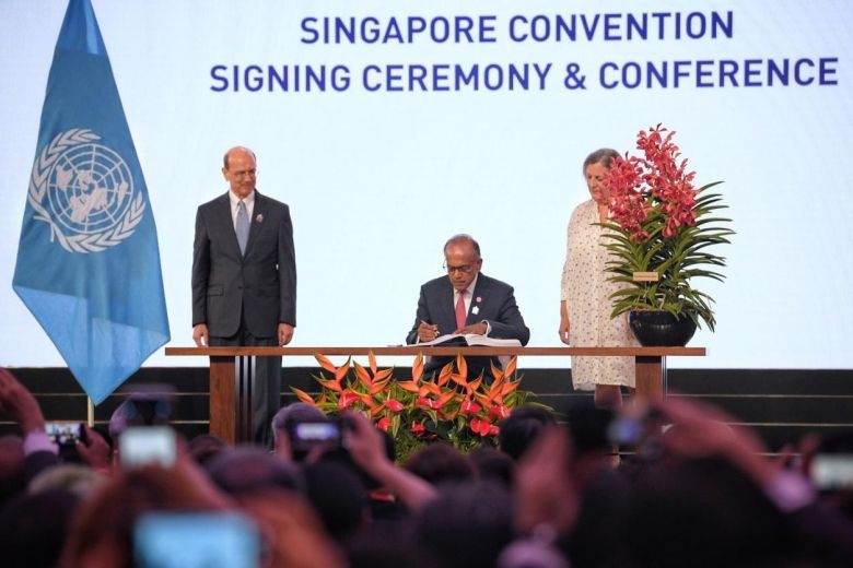 Lễ ký kết Công ước Singapore về Hòa giải trong giải quyết tranh chấp thương mại - Nguồn: Straittimes
