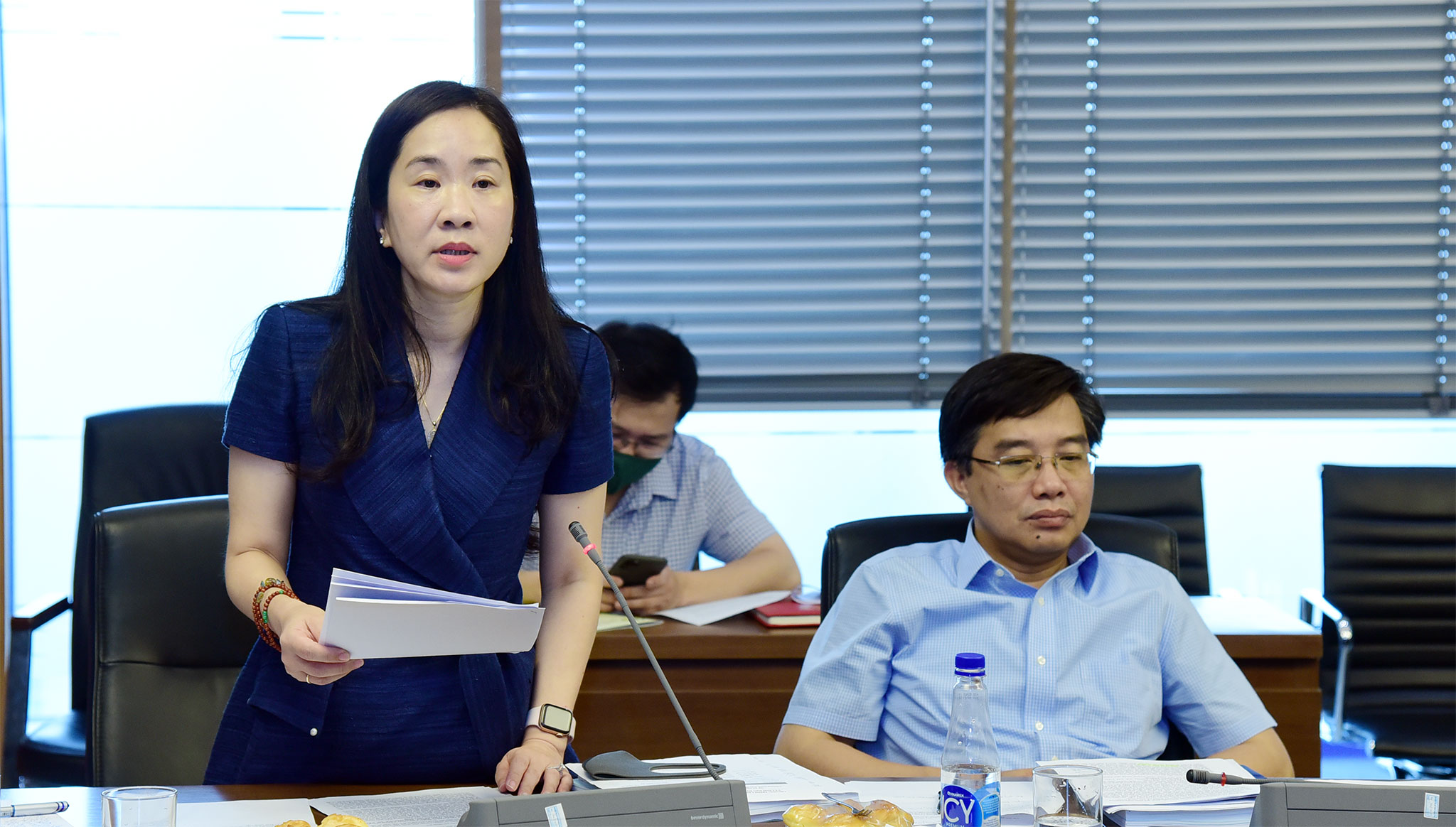 Phó Chủ nhiệm Ủy ban Kinh tế Đoàn Thị Thanh Mai phát biểu tại cuộc họp. Ảnh: Q.Khánh