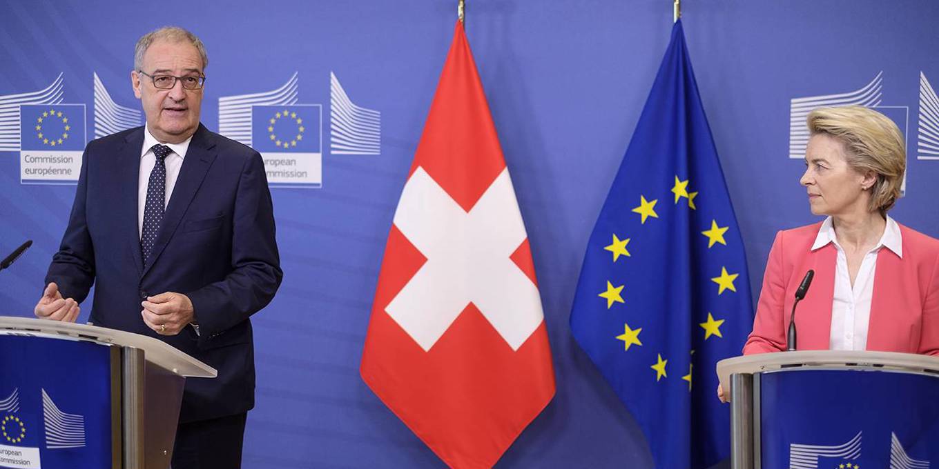 	Tổng thống Liên bang Thụy Sỹ Guy Parmelin và Chủ tịch Ủy ban châu Âu Ursula Gertrud von der Leyen - Nguồn: Getty Images