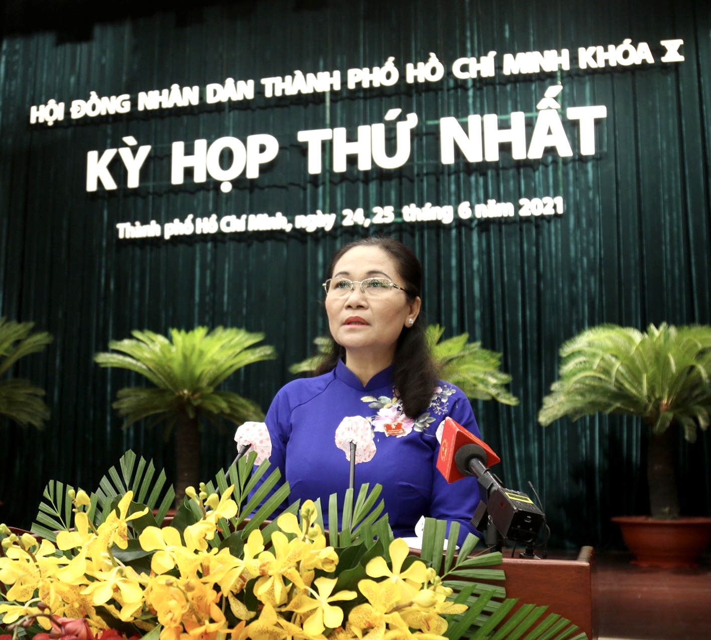Chủ tịch HĐND TP Hồ Chí Minh Nguyễn Thị Lệ phát biểu khai mạc Kỳ họp thứ Nhất, HĐND TP Hồ Chí Minh Khoá X