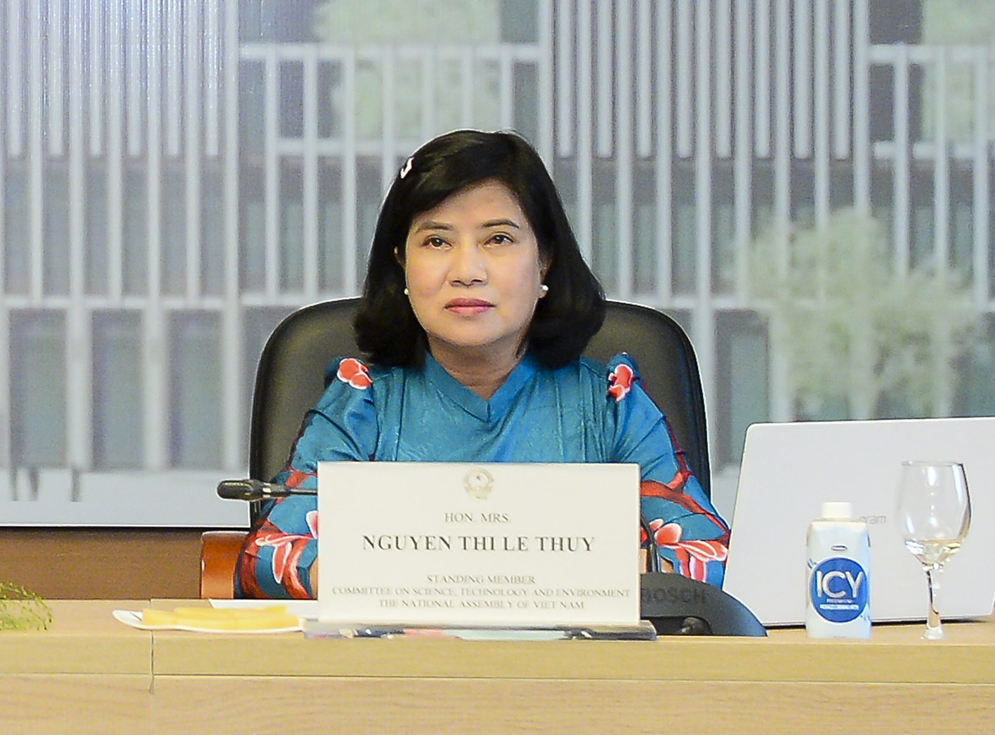 Ủy viên Thường trực Ủy ban Khoa học, Công nghệ và Môi trường Nguyễn Thị Lệ Thủy chia sẻ kinh nghiệm của Quốc hội Việt Nam trong thực hiện các mục tiêu ứng phó với biến đổi khí hậu