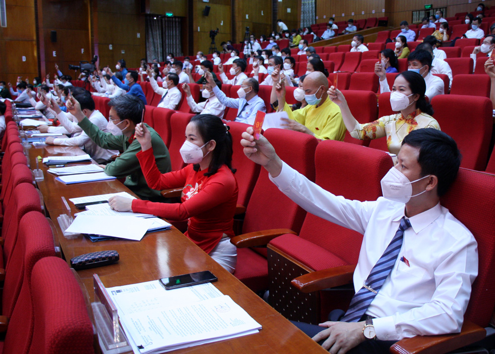 Các đại biểu biểu quyết tại kỳ họp