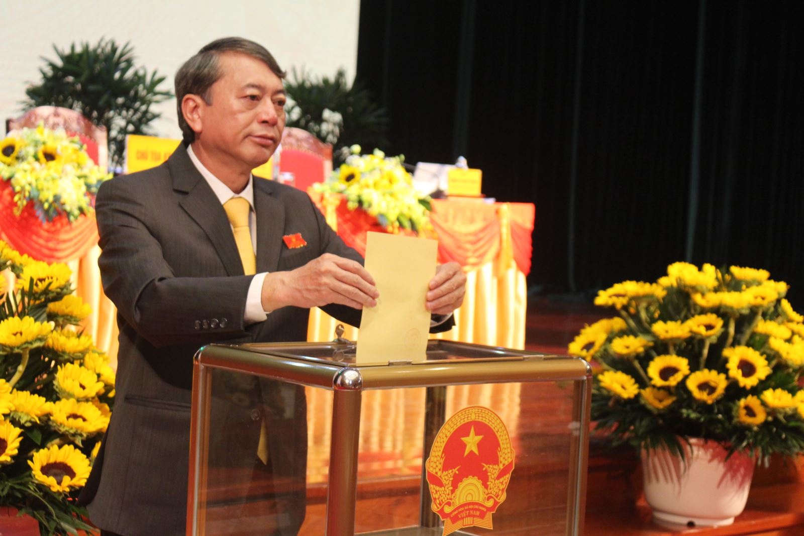 Phó Bí thư Tỉnh ủy, Chủ tịch UBND tỉnh Hoàng Xuân Ánh bỏ phiếu