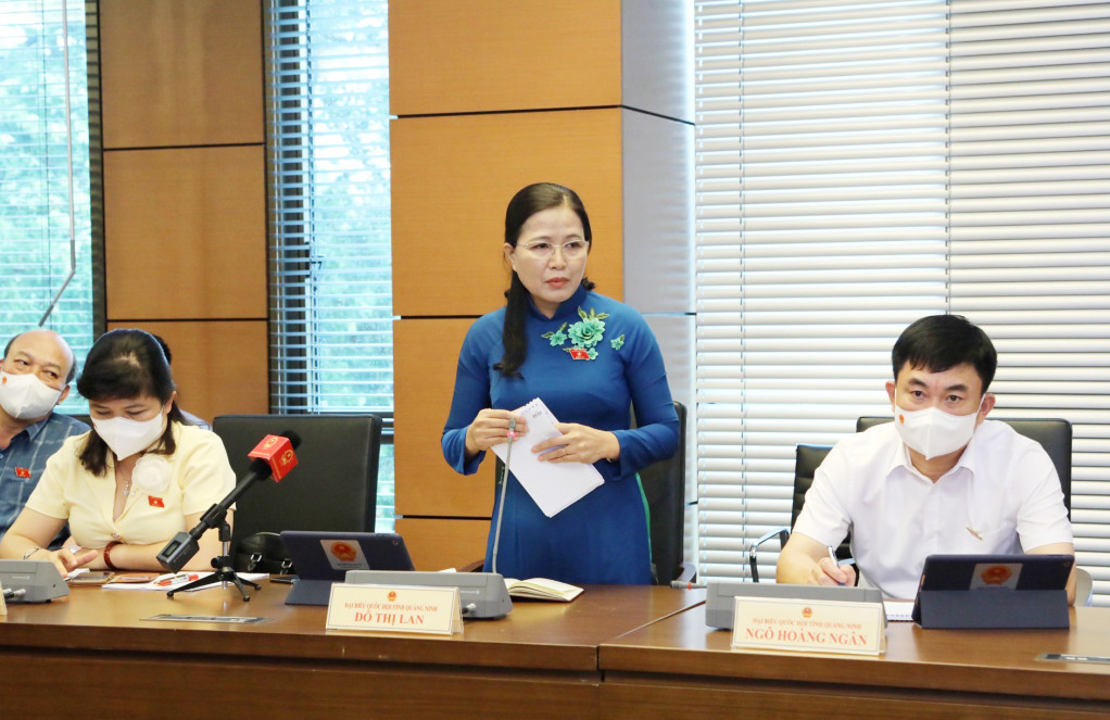 Phó Chủ nhiệm ủy ban Xã hội Đỗ Thị Lan. ĐBQH tỉnh Quảng Ninh tham gia ý kiến tại phiên thảo luận 
