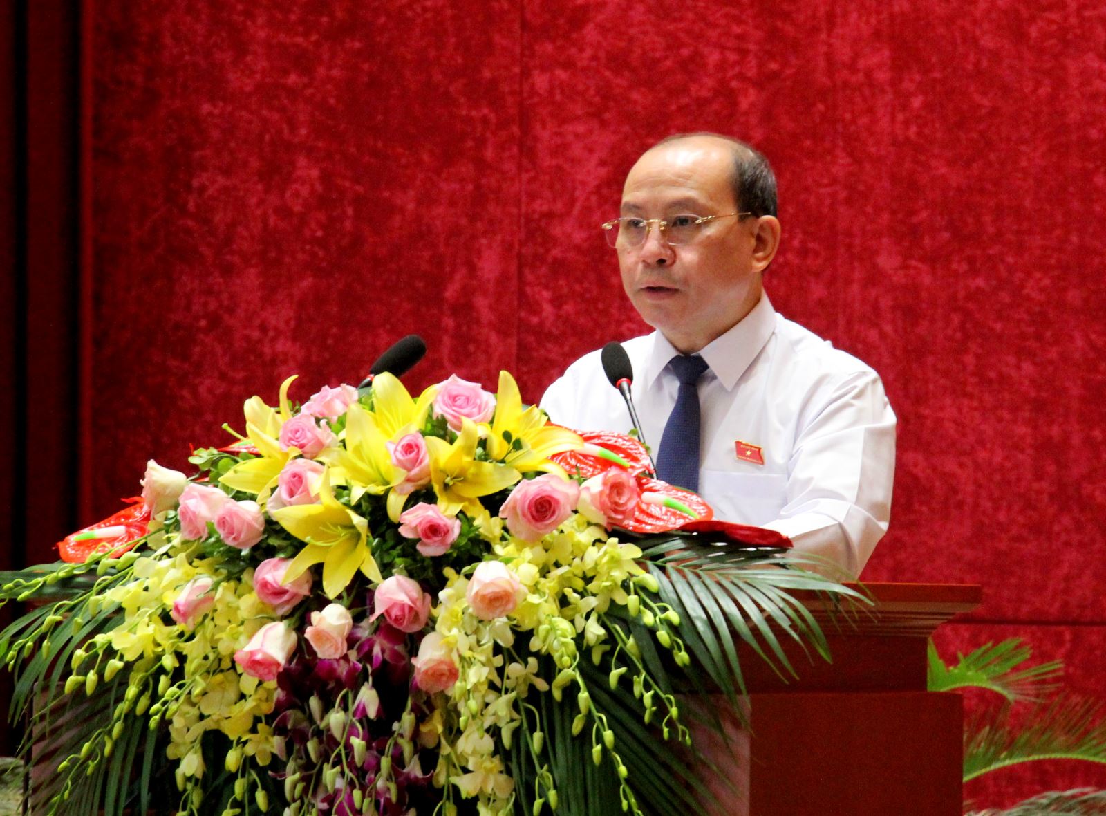 Phó Bí thư Thường trực Tỉnh ủy, Chủ tịch HĐND tỉnh Bùi Đức Hinh phát biểu khai mạc kỳ họp