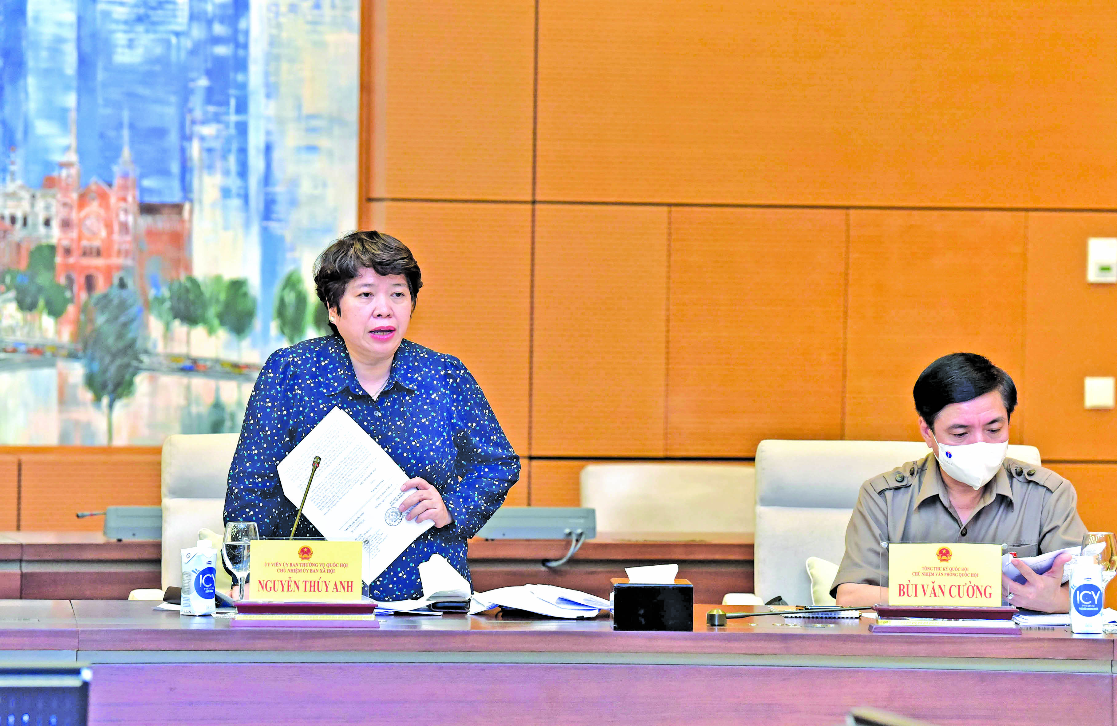 Chủ nhiệm Ủy ban Xã hội Nguyễn Thúy Anh phát biểu tại phiên họp Ủy ban Thường vụ Quốc hội chiều ngày 6.8 Ảnh: Lâm Hiển