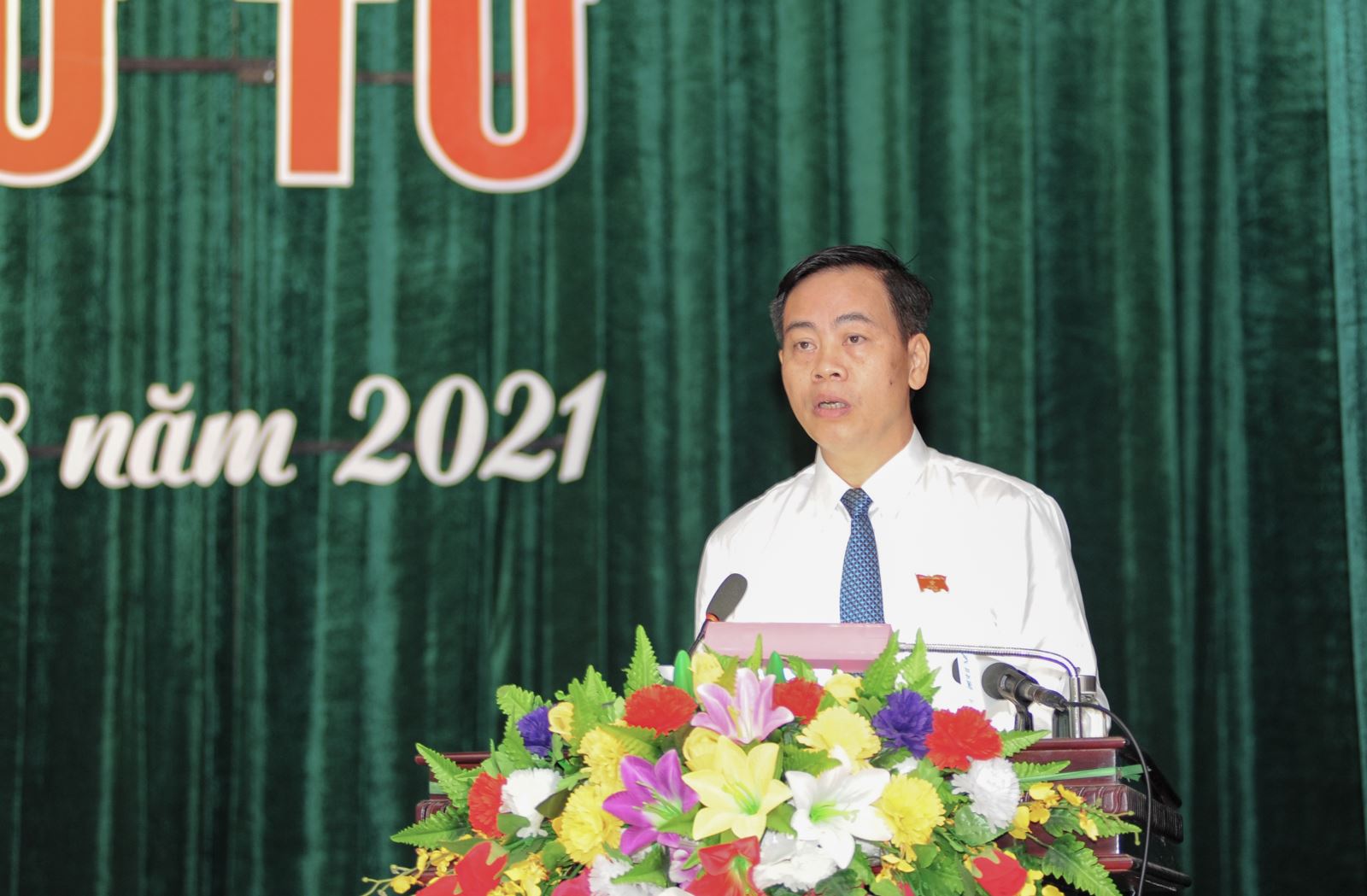 Phó Bí thư Thường trực Tỉnh ủy, Chủ tịch HĐND tỉnh Nguyễn Đăng Quang phát biểu khai mạc kỳ họp 