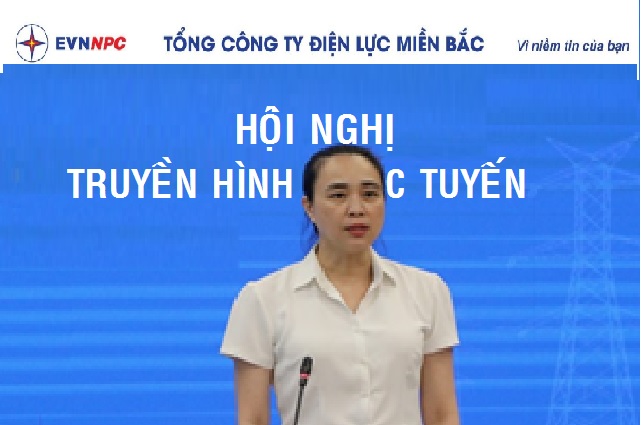 Bà Đỗ Nguyệt Ánh, Chủ tịch HĐTV, Trưởng Ban chỉ đạo Chuyển đổi số và ứng dụng công nghệ của cuộc Cách mạng công nghiệp lần thứ 4 vào hoạt động SXKDcủa EVNNPC phát biểu tại hội nghị