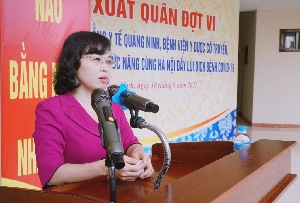Phó Bí thư Tỉnh ủy, Phó Chủ tịch Thường trực HĐND tỉnh Trịnh Thị Minh Thanh phát biểu tại lễ xuất quân