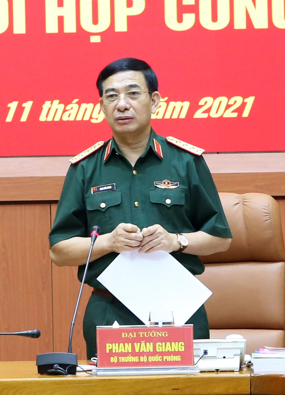 Bộ trưởng Bộ Quốc phòng, Đại tướng Phan Văn Giang phát biểu tại Lễ ký