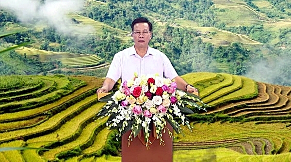 Phó Bí thư Tỉnh uỷ, Chủ tịch UBND tỉnh Nguyễn Văn Sơn phát biểu tại buổi lễ