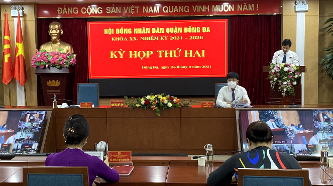 Kỳ họp thứ 2 HĐND quận Đống Đa Khoá XX được tổ chức bằng hình thức trực tuyến