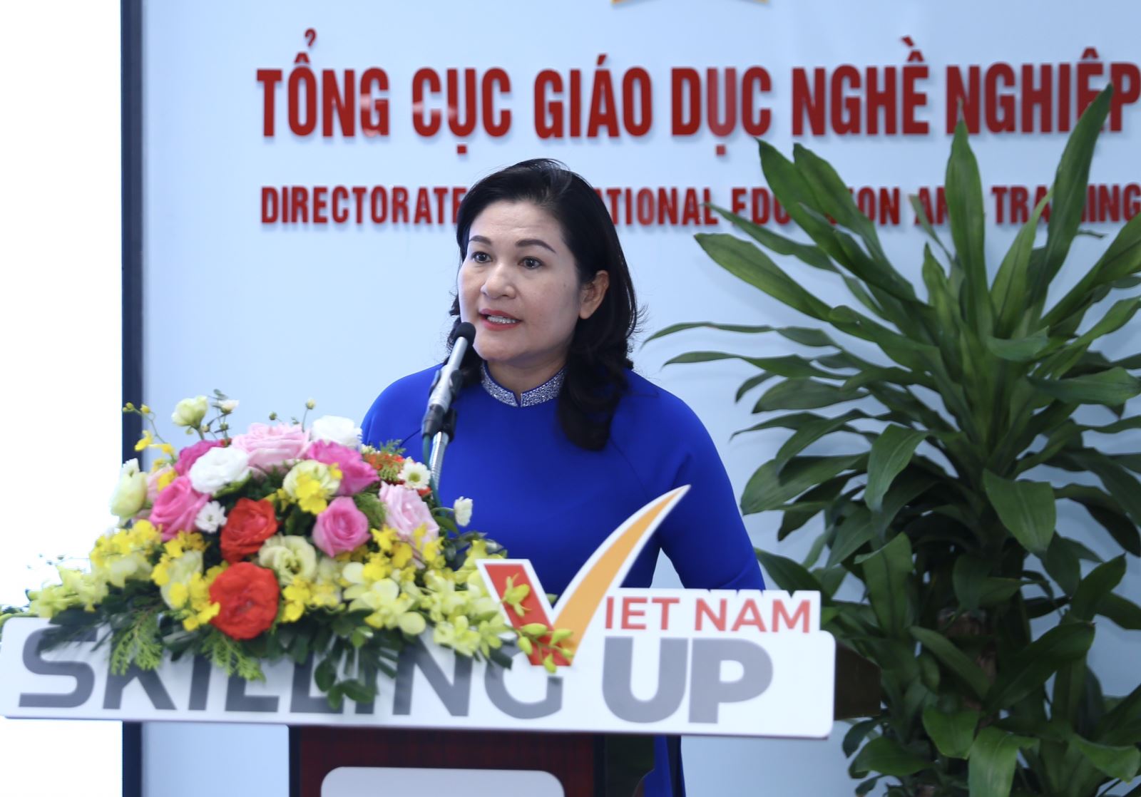 Thứ trưởng Bộ Lao động, Thương binh và Xã hội Nguyễn Thị Hà phát biểu. 