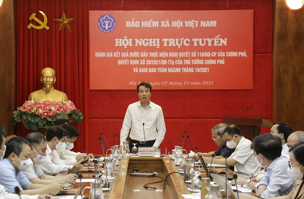 	Tổng Giám đốc BHXH Việt Nam Nguyễn Thế Mạnh phát biểu chỉ đạo tại điểm cầu Trung ương