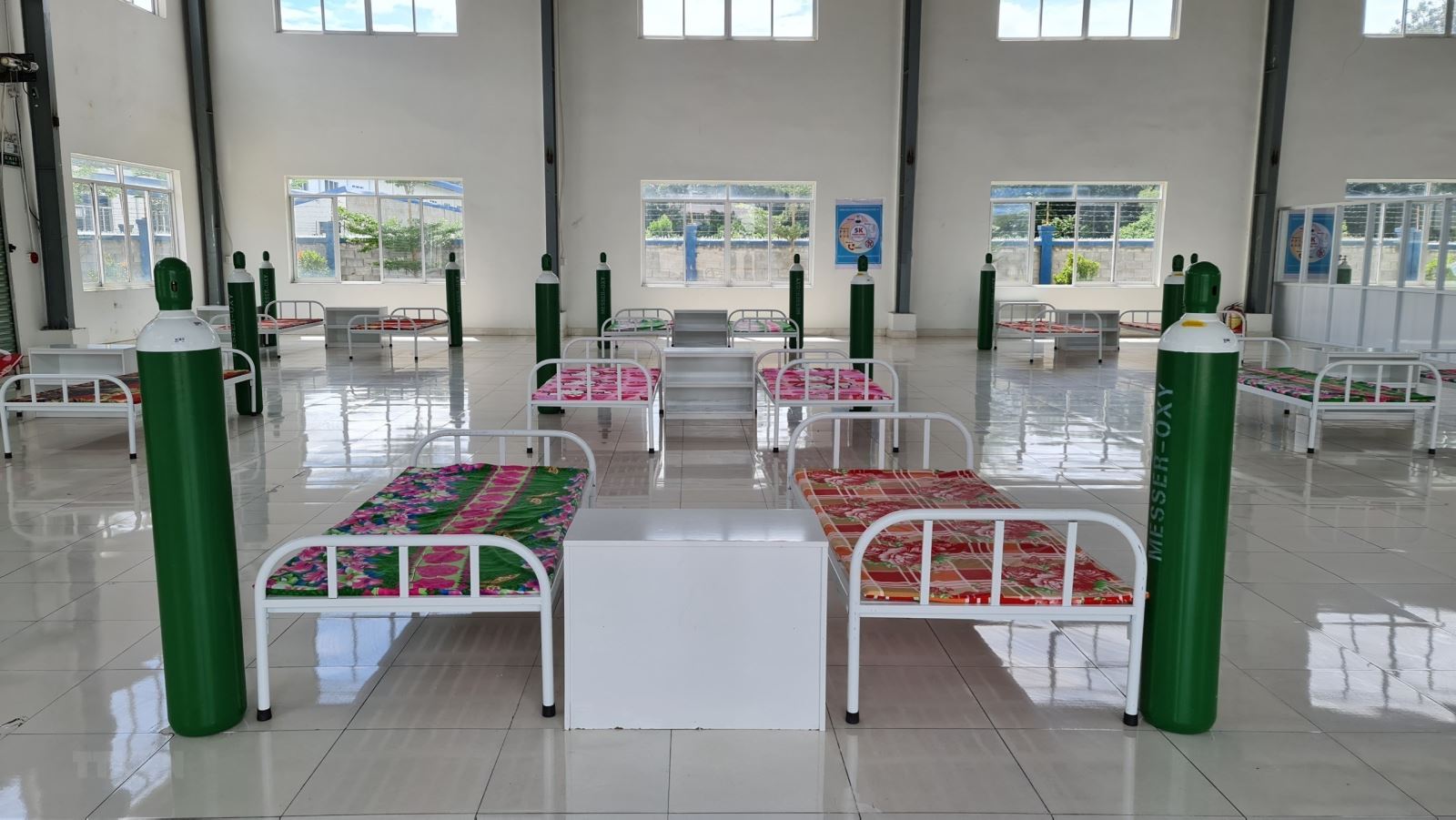 Trạm Y tế lưu động số 2 tại Cụm công nghiệp Phú Chánh, thị xã Tân Uyên, tỉnh Bình Dương để hỗ trợ thu dung, điều trị Covid-19-19.