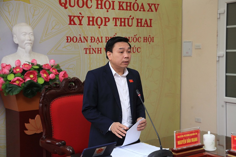 Phó Trưởng Đoàn ĐBQH tỉnh Nguyễn Văn Mạnh thảo luận tại tổ