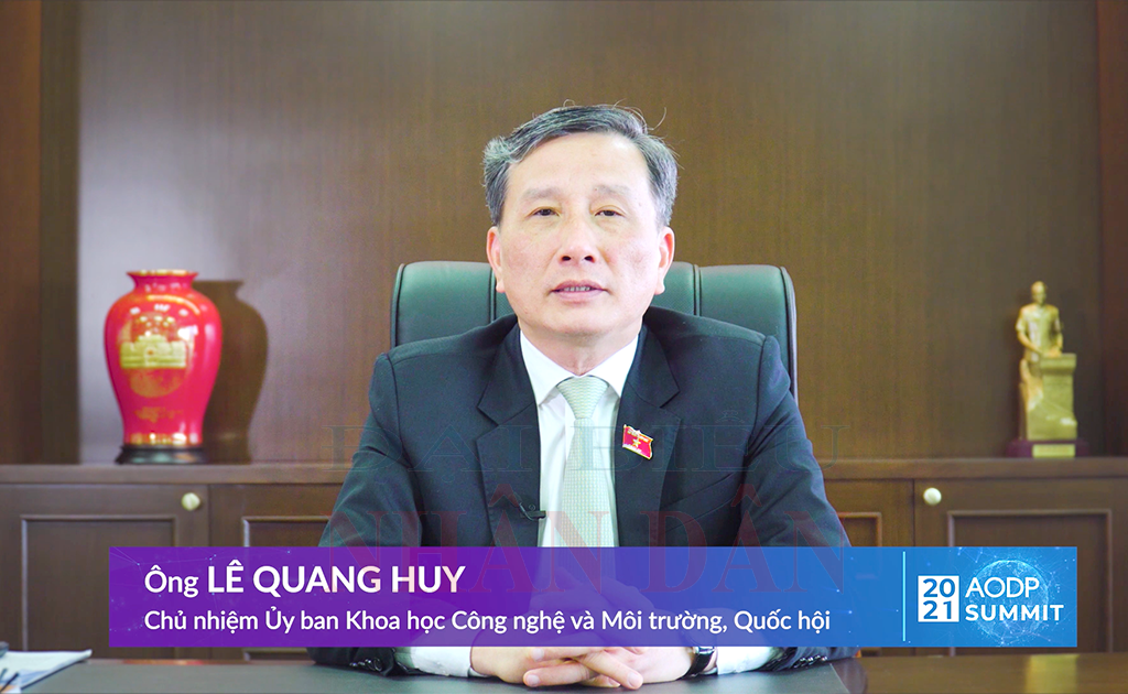 Chủ nhiệm Ủy ban Khoa học, Công nghệ và Môi trường Lê Quang Huy phát biểu tại AODP 2021