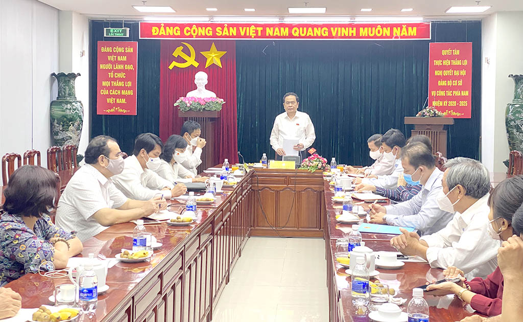 	Phó Chủ tịch Thường trực Quốc hội Trần Thanh Mẫn phát biểu tại buổi làm việc Ảnh: Lê Hoa