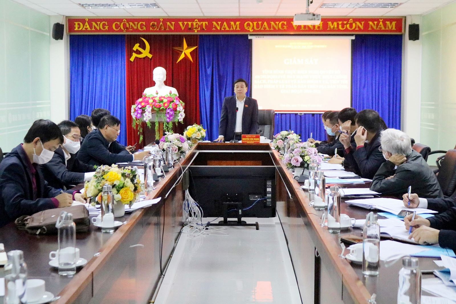 Phó trưởng Đoàn ĐBQH tỉnh Nguyễn Văn Mạnh phát biểu chỉ đạo buổi giám sát