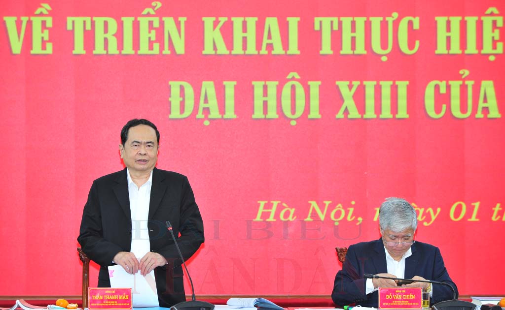 	Phó Chủ tịch Thường trực Quốc hội Trần Thanh Mẫn phát biểu tại cuộc làm việc