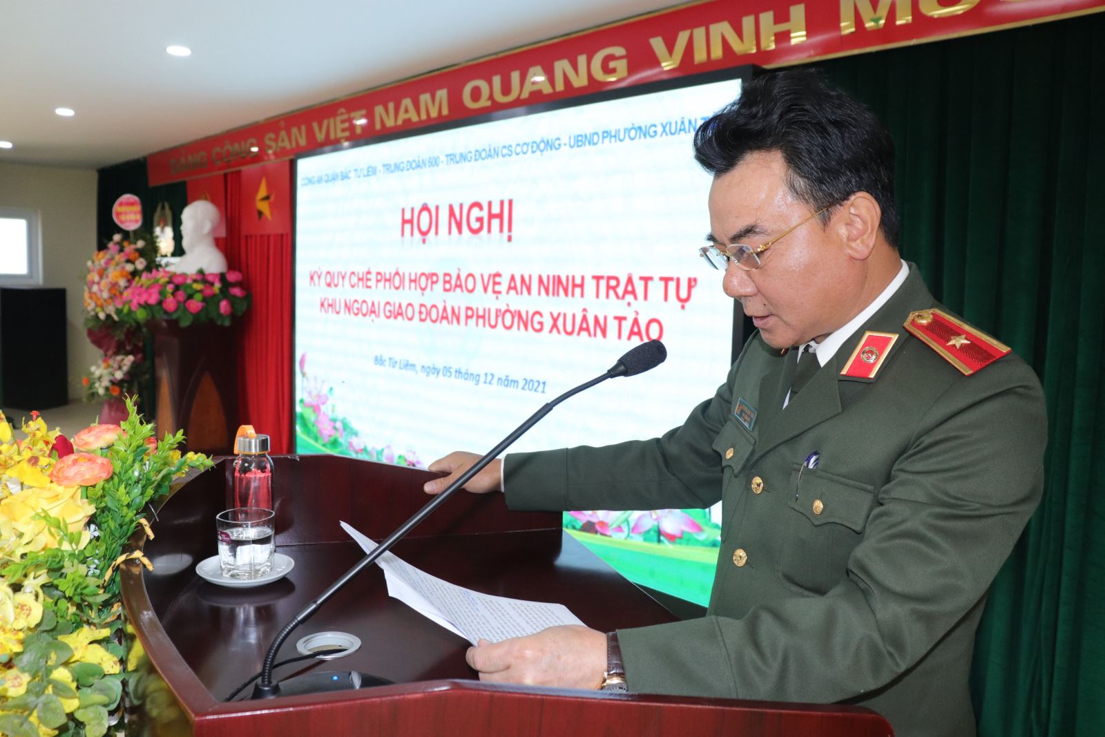   Phó Giám đốc Công an TP. Hà Nội, Thiếu tướng Nguyễn Anh Tuấn phát biểu tại lễ ký kết quy chế phối hợp.