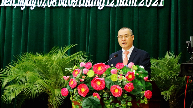 Bí thư Tỉnh ủy, Trưởng đoàn ĐBQH tỉnh Phạm Đại Dương phát biểu tại kỳ họp 