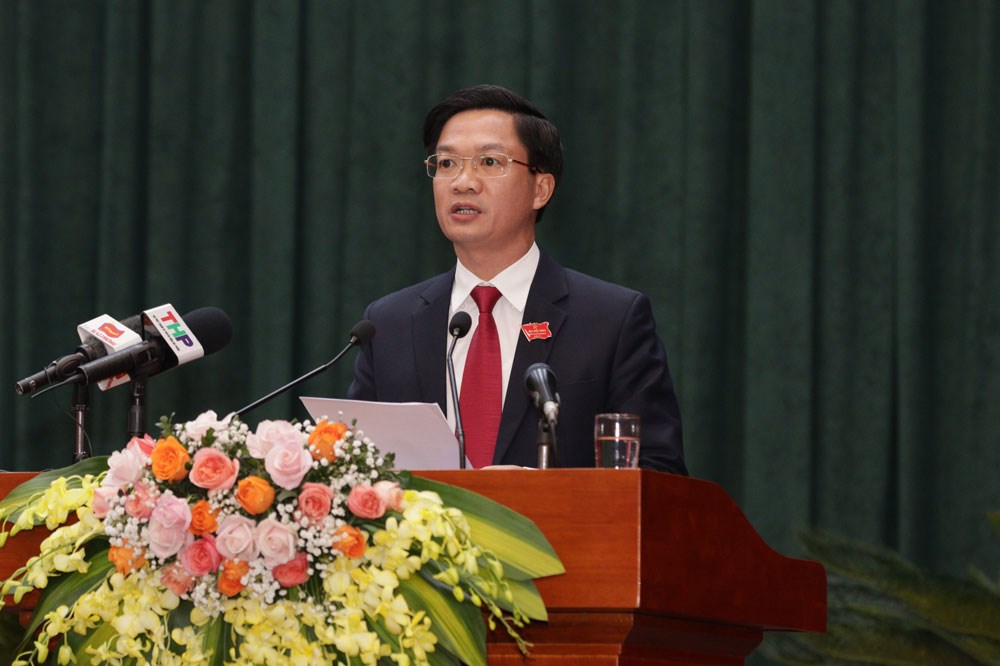 Chủ tịch HĐND thành phố  Phạm Văn Lập phát biểu khai mạc Kỳ họp