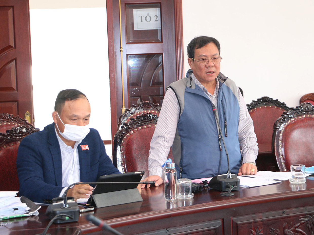 Đại biểu Nguyễn Đình Phương, Trưởng ban Kinh tế-Ngân sách HĐND tỉnh phát biểu ý kiến tại tổ