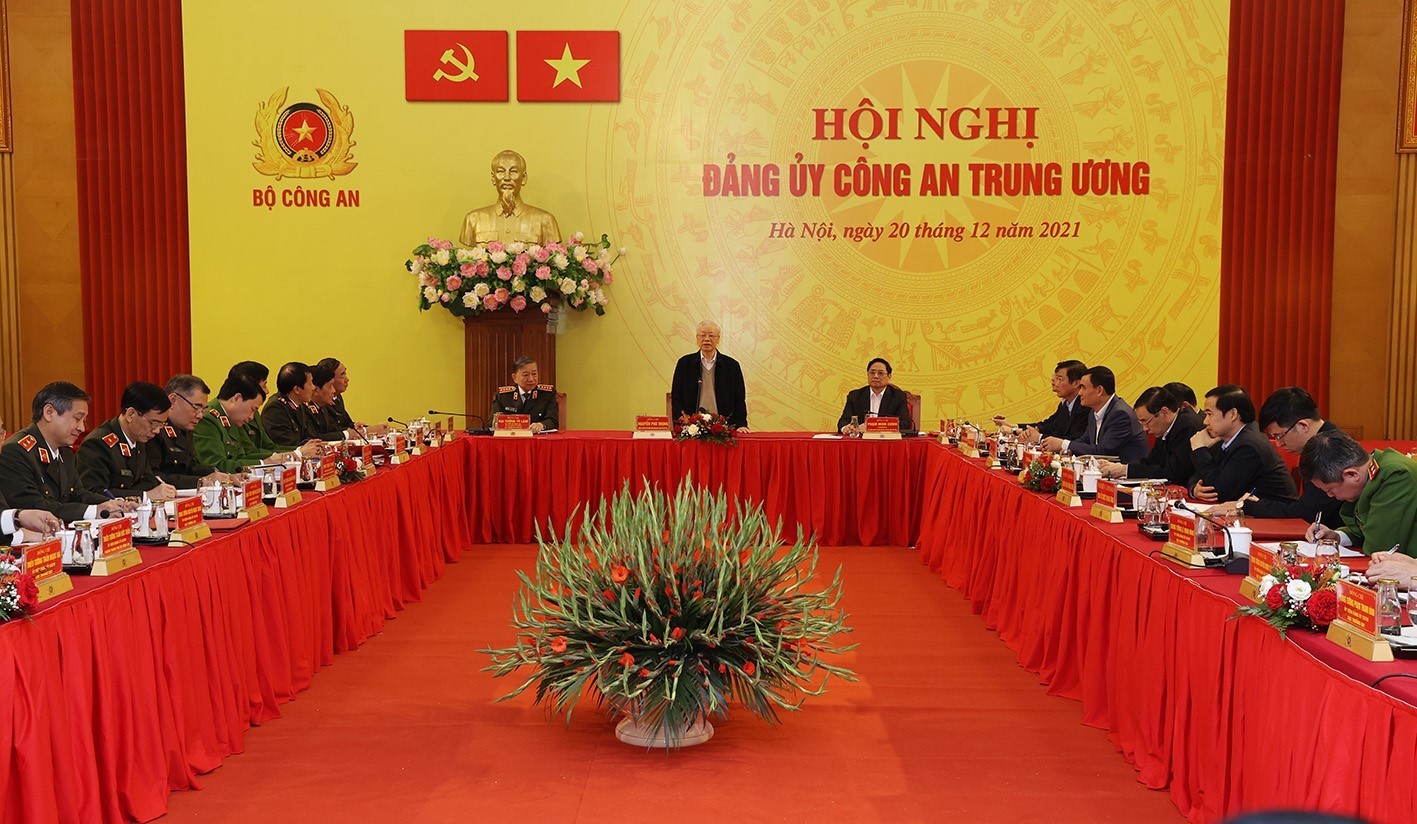 Tổng Bí thư Nguyễn Phú Trọng dự và phát biểu chỉ đạo tại Hội nghị Đảng ủy Công an Trung ương