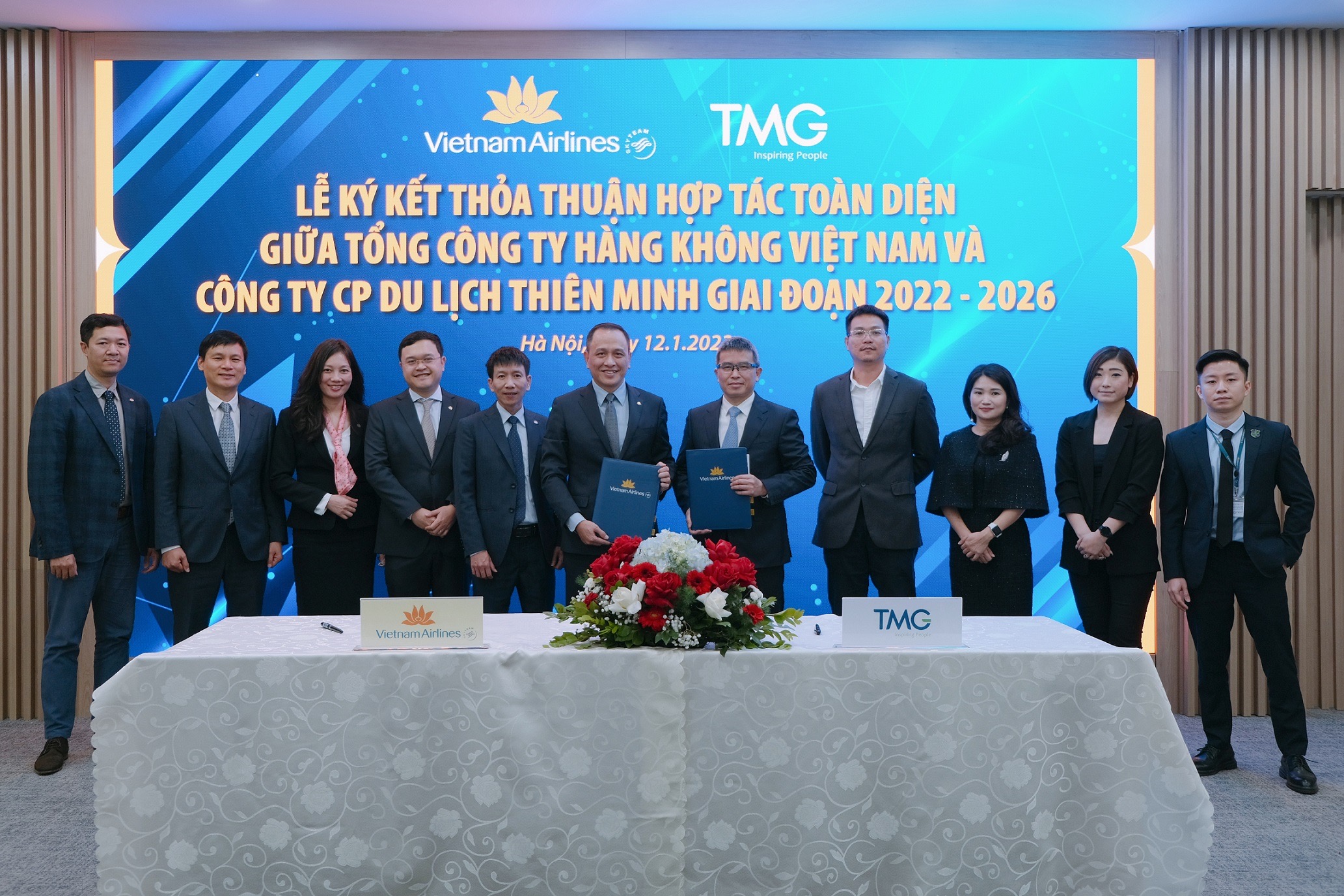 Vietnam Airlines và TMG hợp tác toàn diện giai đoạn 2022-2026 để phát triển hoạt động trong lĩnh vực hàng không và du lịch.