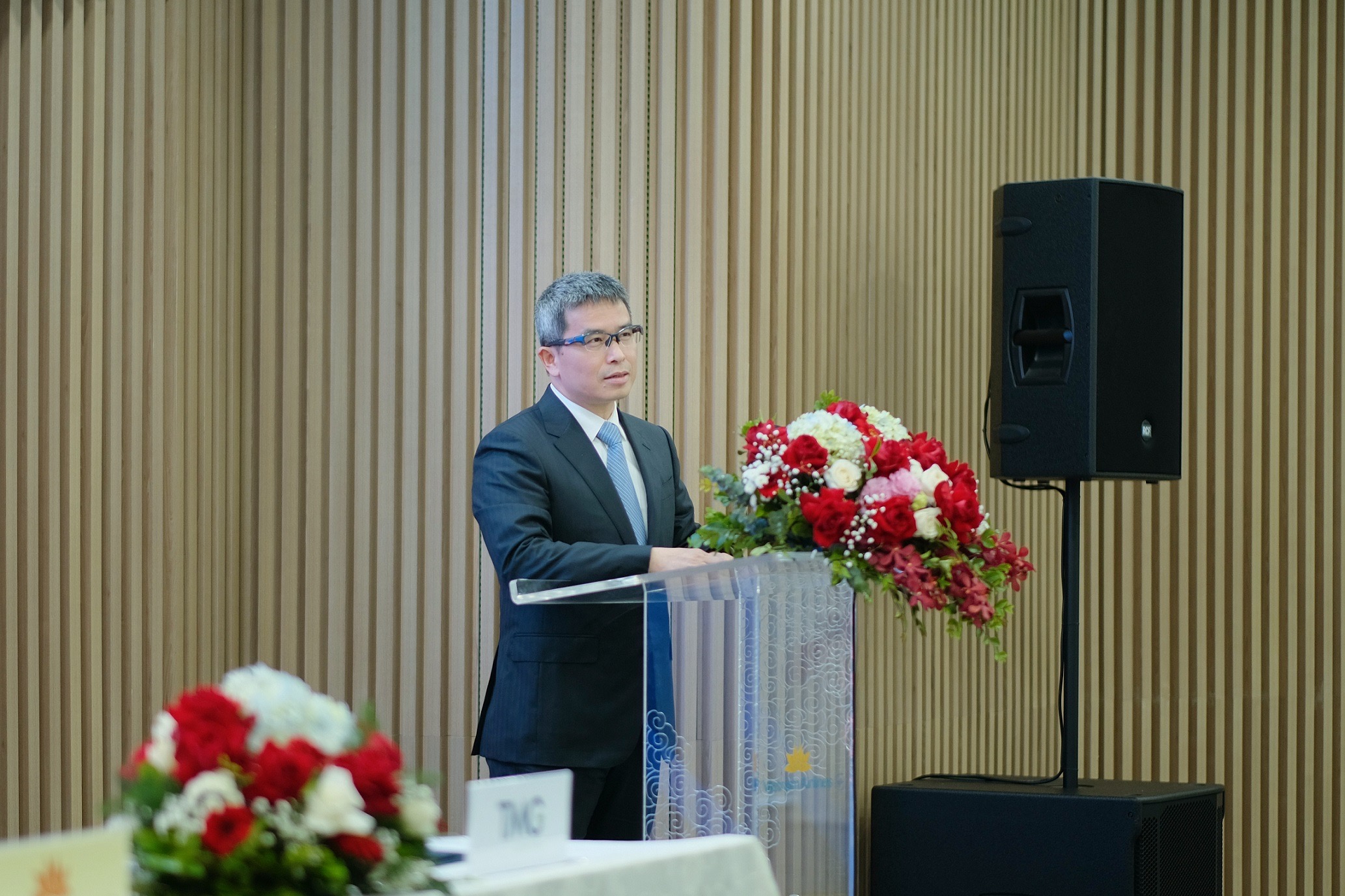 Ông Trần Trọng Kiên - Chủ tịch HĐQT kiêm Tổng giám đốc TMG phát biểu tại sự kiện