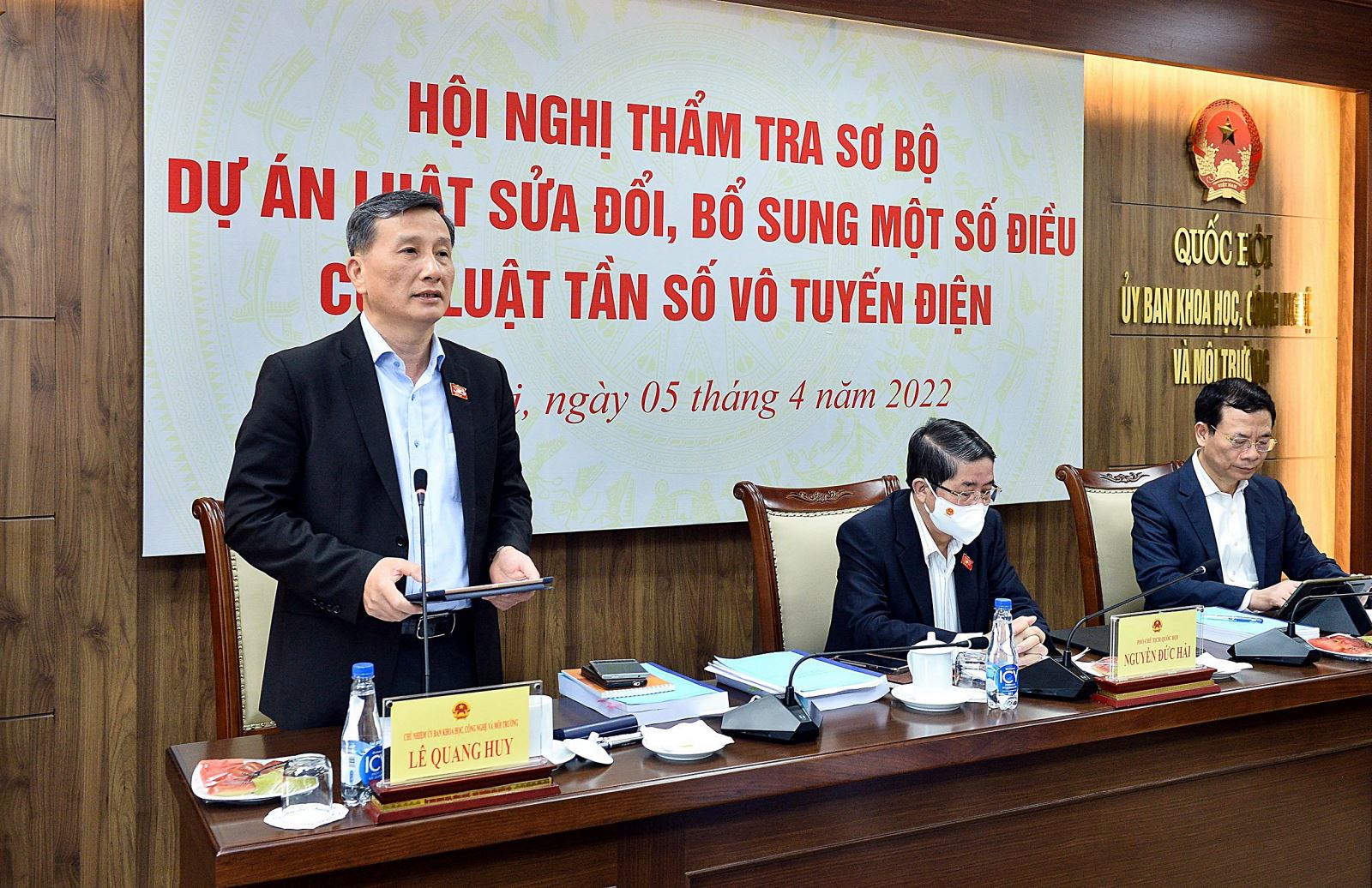 Ủy viên Trung ương Đảng, Chủ nhiệm Ủy ban Khoa học, Công nghệ và Môi trường Lê Quang Huy phát biểu khai mạc Hội nghị