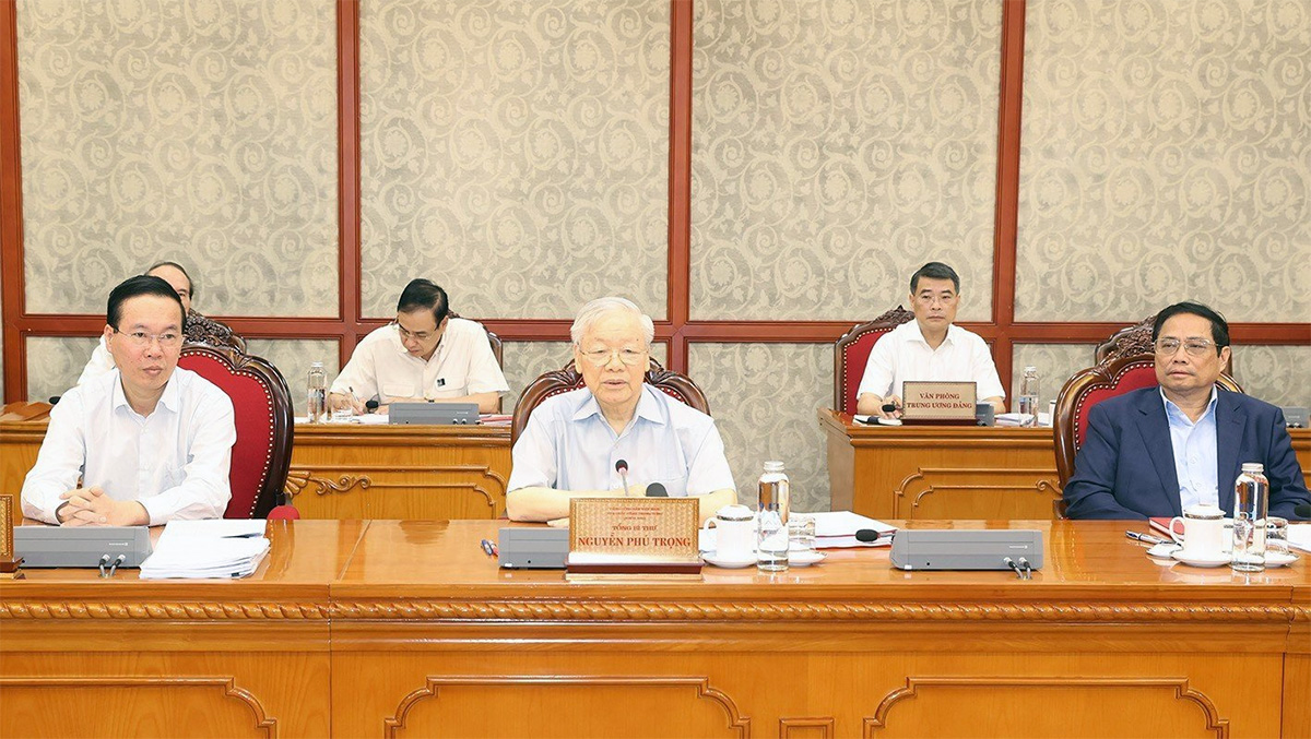 Tổng Bí thư Nguyễn Phú Trọng chủ trì họp Bộ Chính trị cho ý kiến tổng kết Nghị quyết 26-NQ/TW về phát triển tỉnh Nghệ An -1