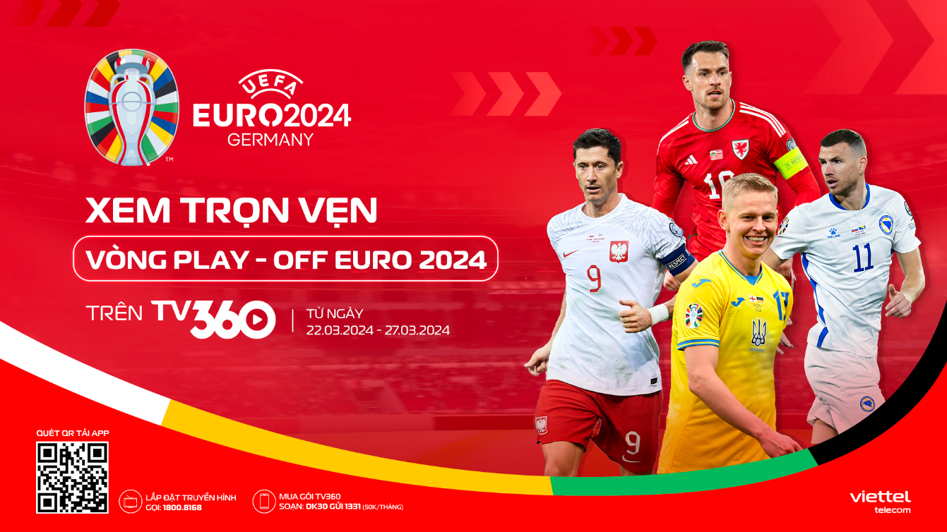 Xem trực tiếp vòng playoff UEFA EURO 2024 trên TV360 Báo Đại biểu