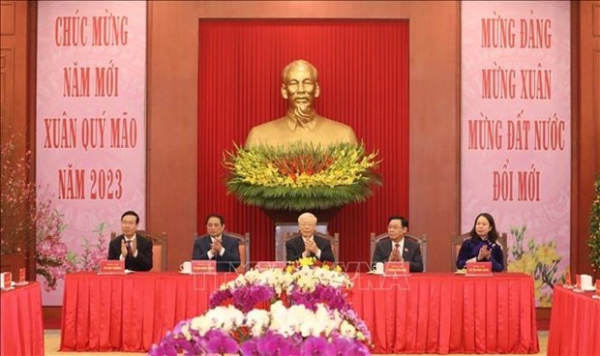 Party General Secretary meets Party, State leaders, former leaders ahead of Tet -0