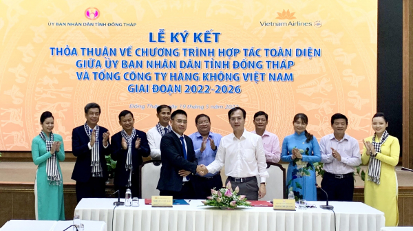 Vietnam Airlines và tỉnh Đồng Tháp ký kết thỏa thuận hợp tác toàn diện
giai đoạn 2022 - 2026
 -0