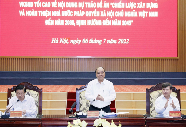 Chủ tịch Nước Nguyễn Xuân Phúc chủ trì cuộc làm việc	  Ảnh: Thống Nhất