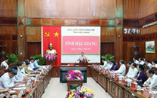 Thủ tướng Chính phủ Phạm Minh Chính làm việc với Ban Thường vụ Tỉnh ủy Hậu Giang -0
