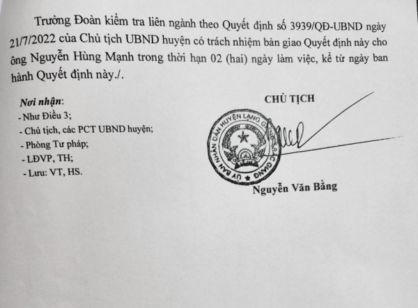 Chủ tịch huyện Lạng Giang ra quyết định xử lý nghiêm sai phạm trong lĩnh vực đất đai -1