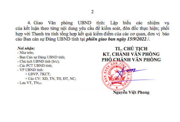 Yêu cầu báo cáo kết quả thực hiện kết luận của Thanh tra Chính phủ tại tỉnh Bắc Giang