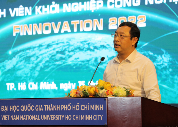 Trưởng Ban tổ chức Finnovation 2022 Phạm Hồng Quất phát biểu tại buổi lễ tổng kết và trao giải