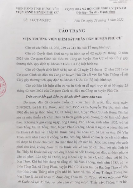 Hưng Yên: Bị toà sơ thẩm tuyên án, bị cáo kháng cáo bản án Cố ý gây thương tích