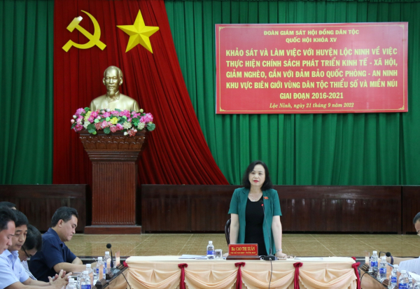 Đoàn giám sát của Hội đồng Dân tộc làm việc với UBND huyện Lộc Ninh, tỉnh Bình Phước  -0